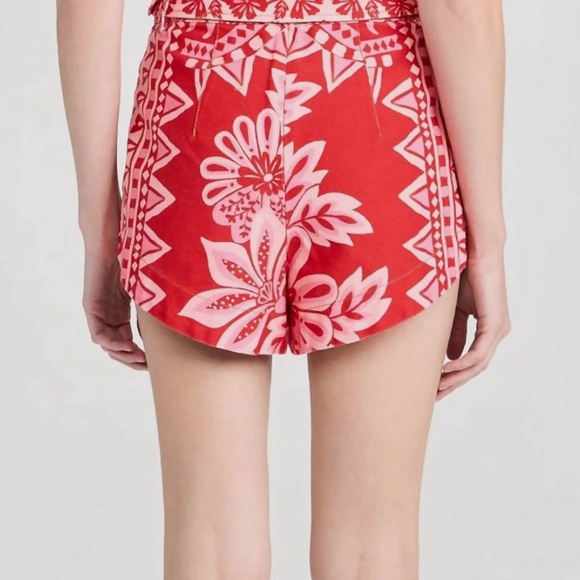 Farm Rio NWT Flora Tapestry Red Shorts w/ Belt - Picture 4 of 9